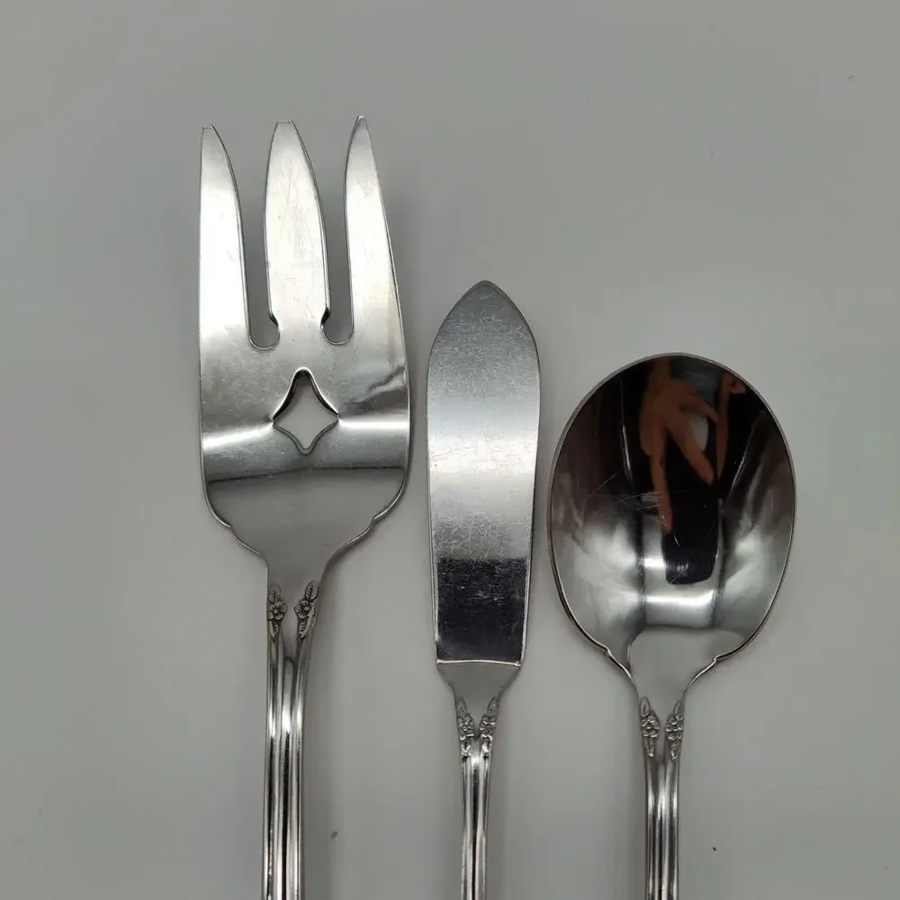 3X Serving Oneida Wm Rogers Mansfield Amadeus Fork Spreader Spoon Stainless